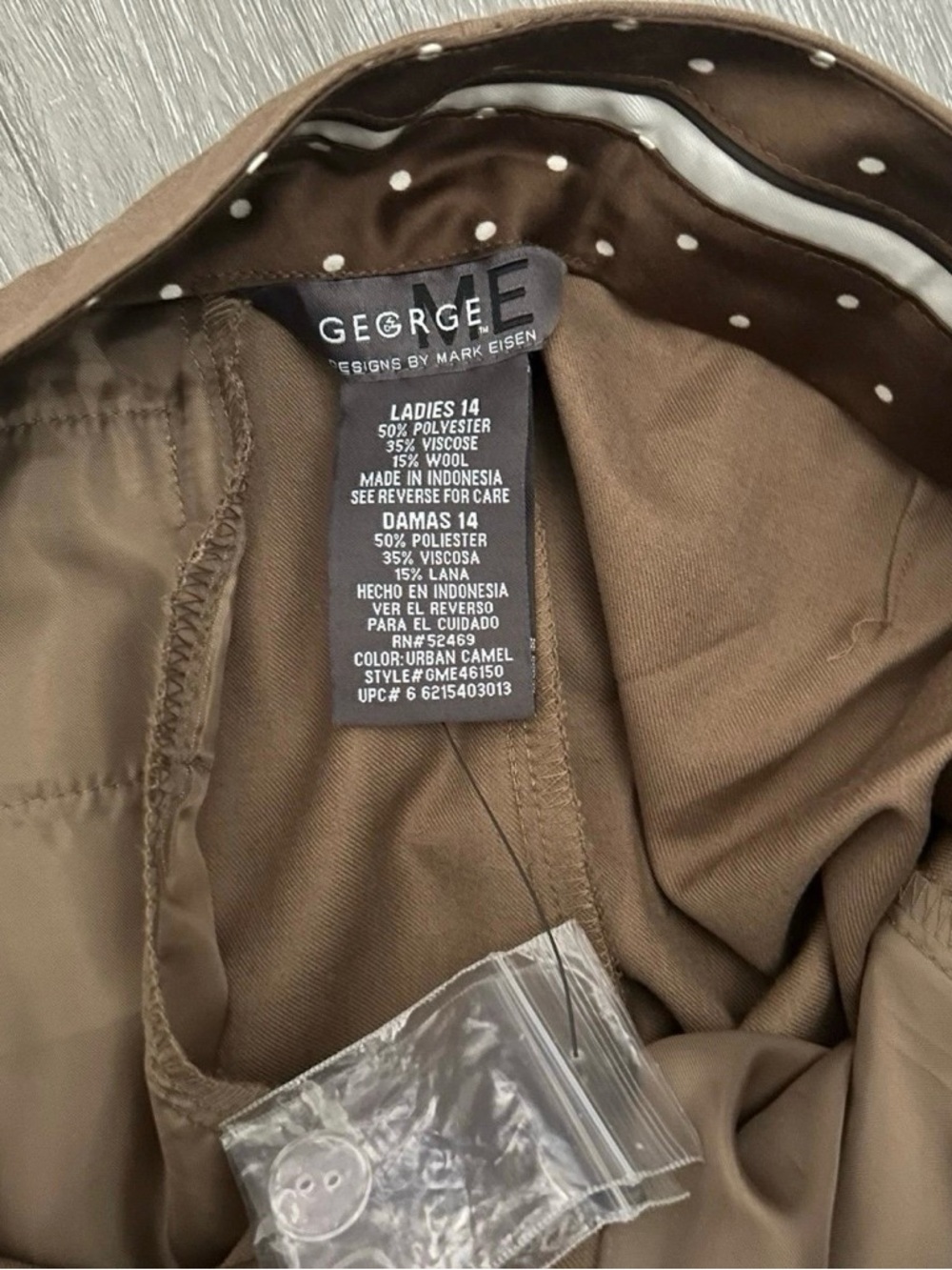 Women’s George Designs By Mark Eisen Brown Dress Pants Size 14 - Picture 3 of 3